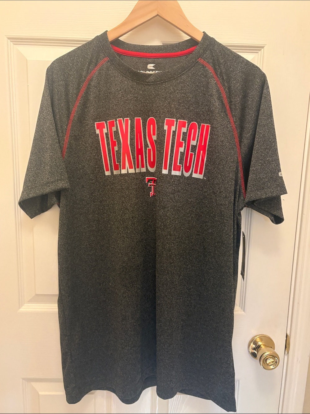 Men's Texas Tech Gray Performance Tee XL with Red Accents A069